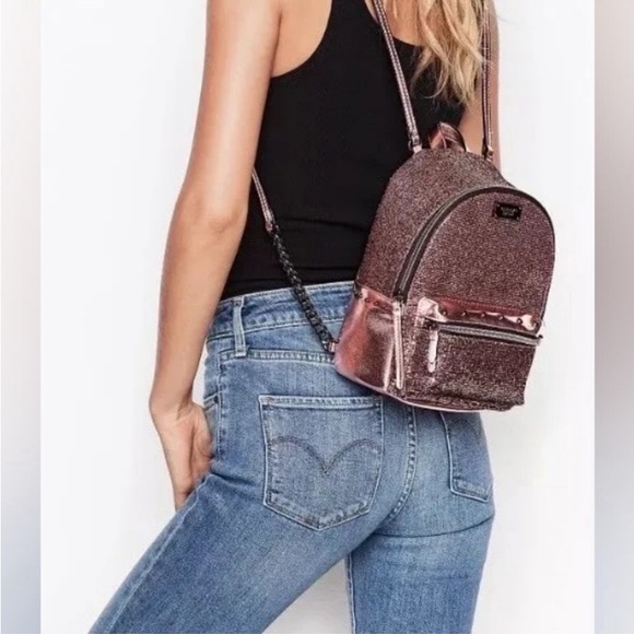 NEW VICTORIA SECRET MINI GLIITTER BACKPACK - Picture 4 of 4